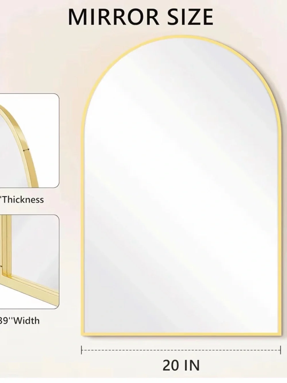 Gold Arched Wall Mirror - Elegant Home Wall Decor